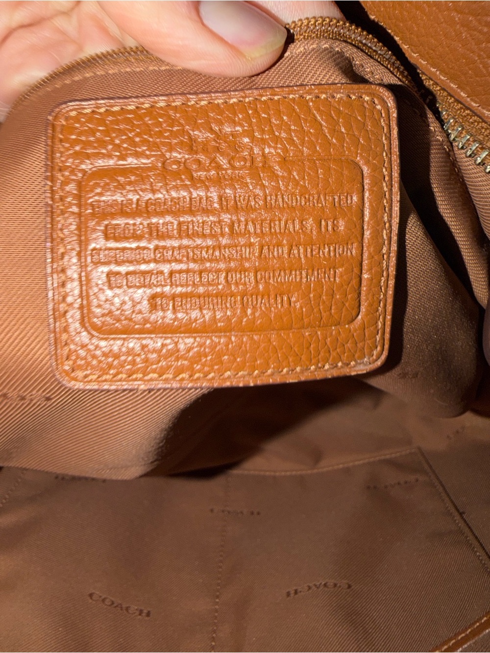 Coach Cognac Pebbled Leather Shoulder Bag - Picture 7 of 11